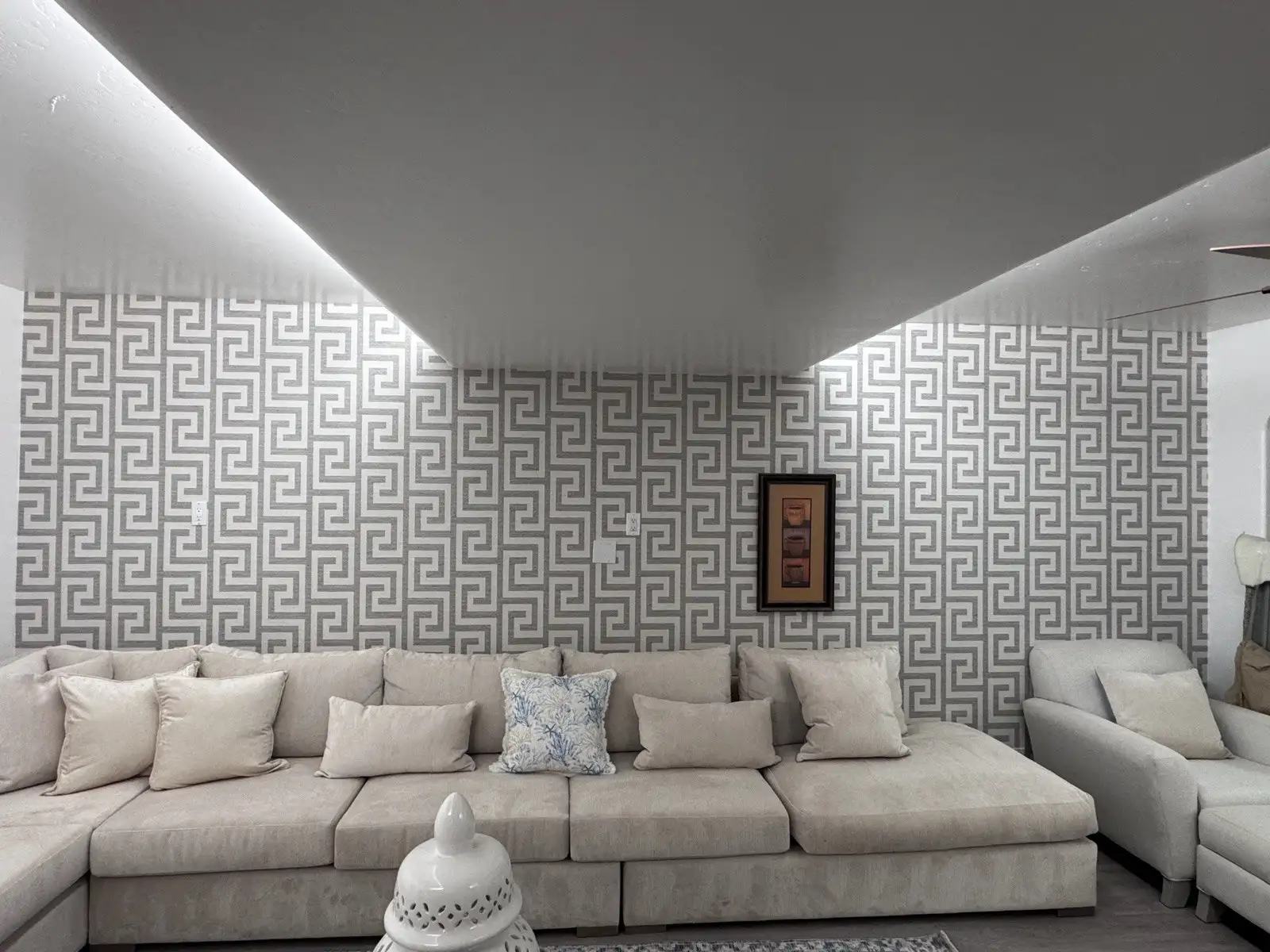 Residential wallpaper installation in Miami Beach living room