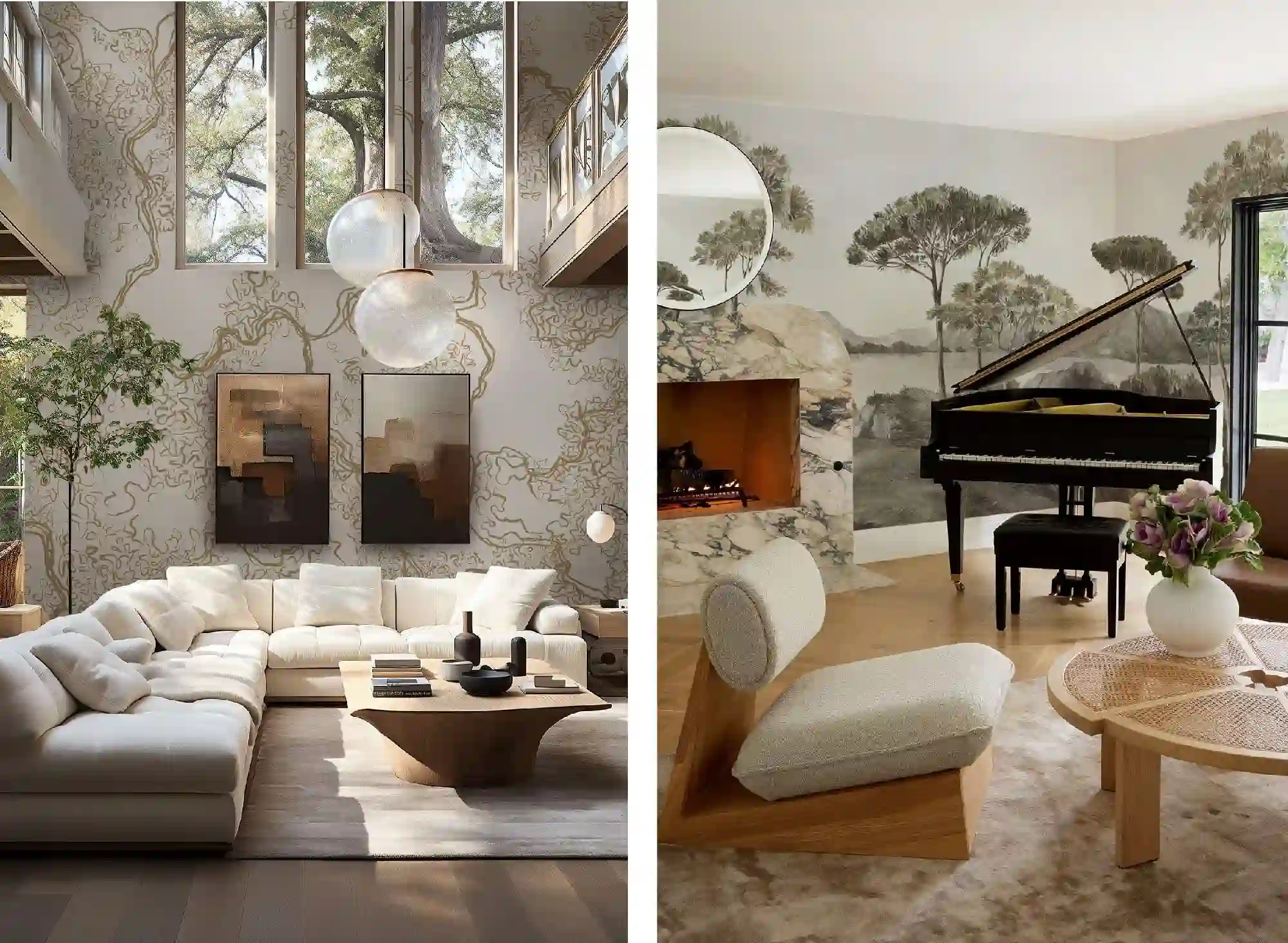 Living room wallpaper transformation