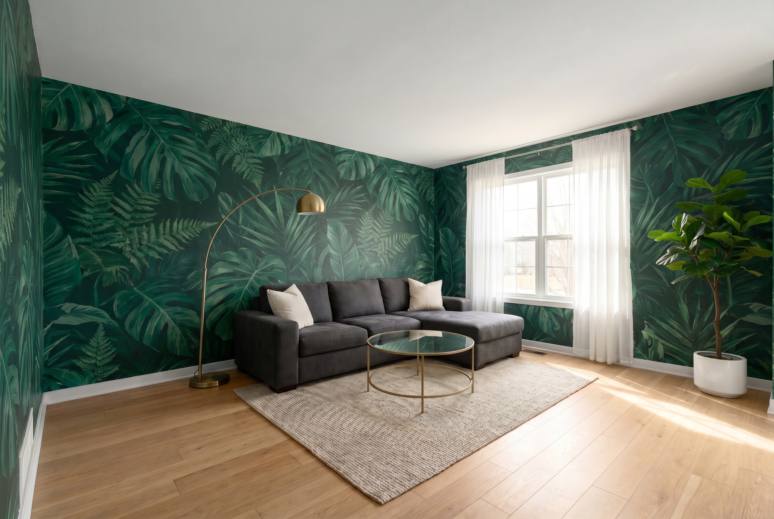Living room after wallpaper installation